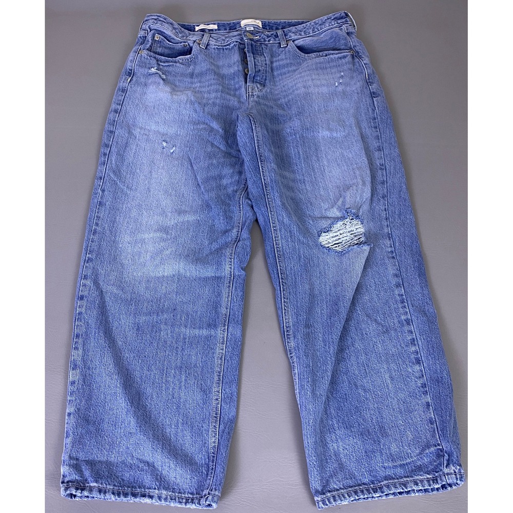 Universal Thread Mid‎ Rise 90s Baggy Jeans Blue Size 17R Button Fly Distressed
